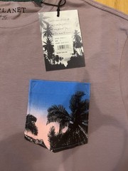 NWT- FREE PLANET NEW PRINT COLLECTION ECO-FRIENDLY- Large-Pocket Tee Lilac Chalk