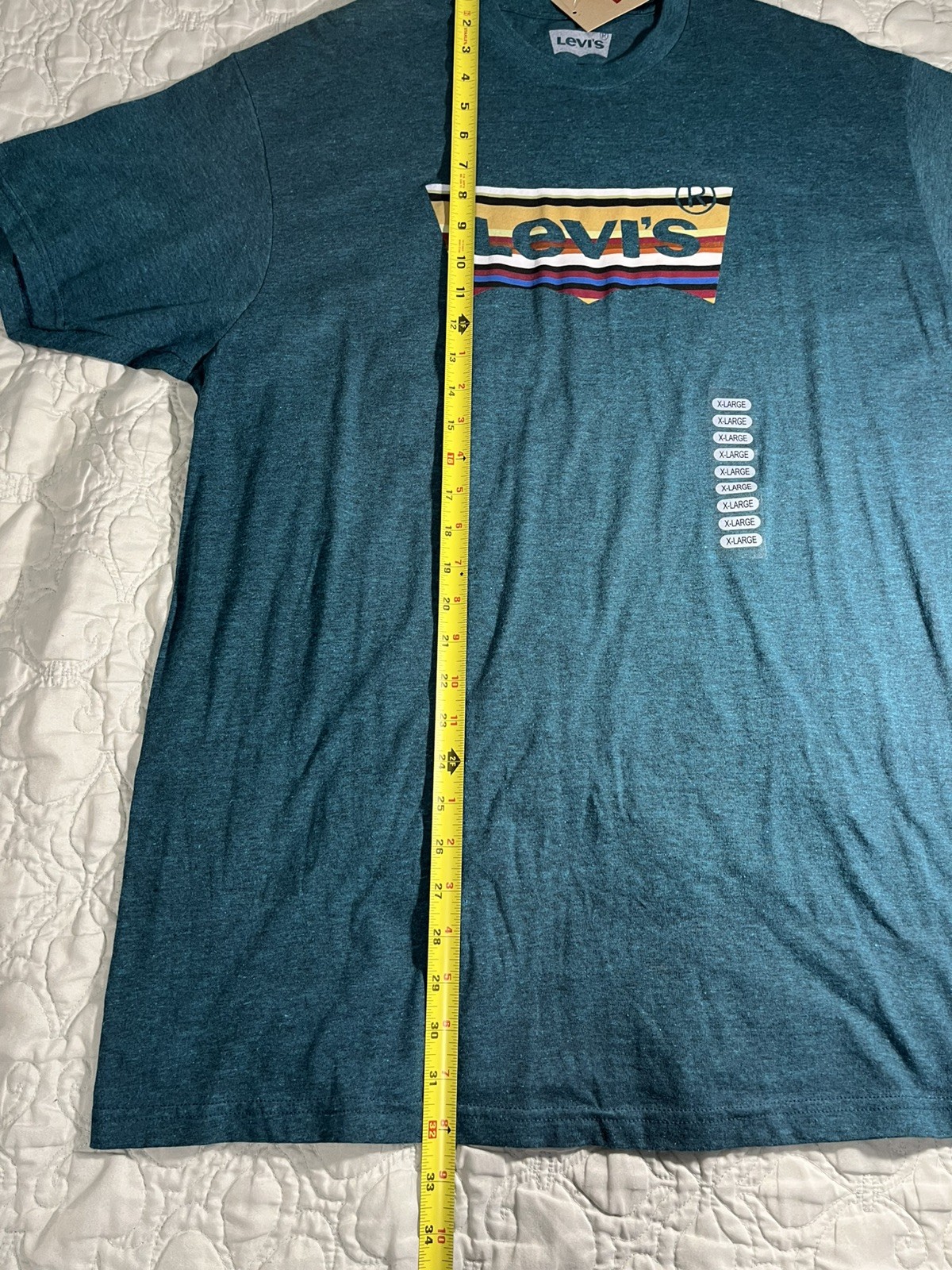 Levi's Short Sleeve Logo T Shirt - XL- Dark Teal Blue Green 50 cotton 50 poly gallery