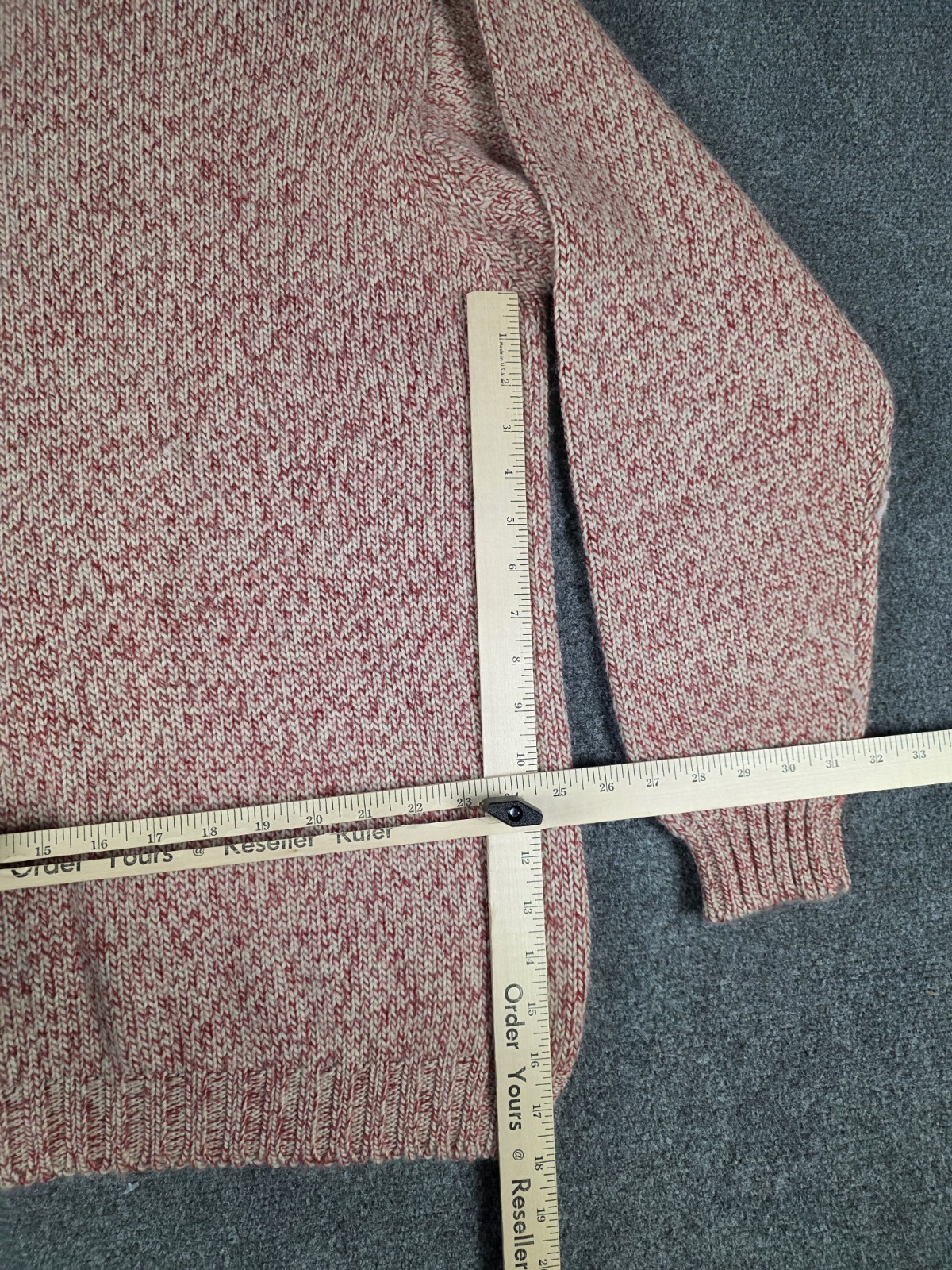 Clive Long Sleeve Crew Neck Sweater Mens Large Red Ivory Heathered gallery