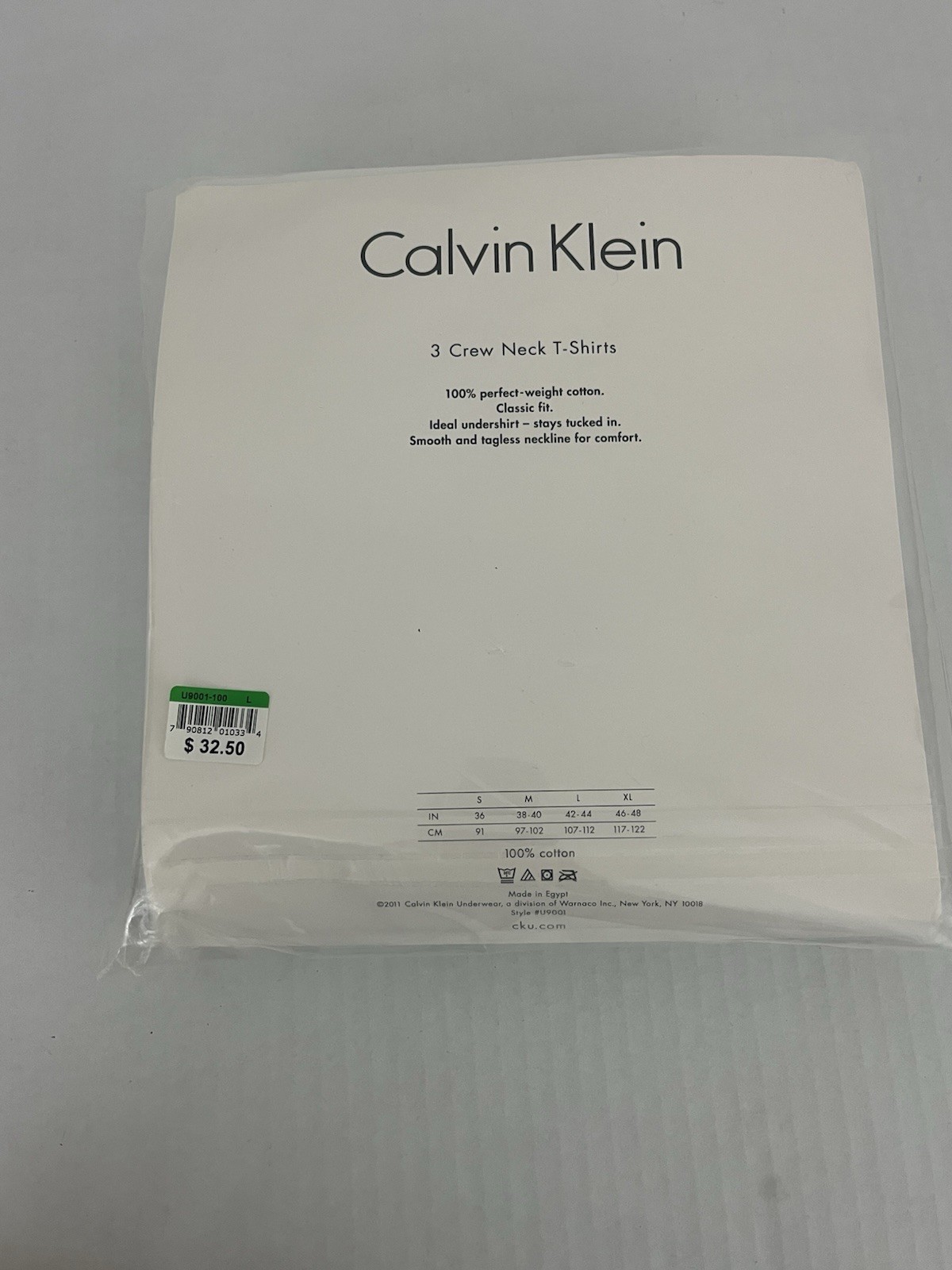 Calvin Klein 3 Pack Crew Neck T-Shirts Men's L 100% Cotton White Classic Fit NEW gallery