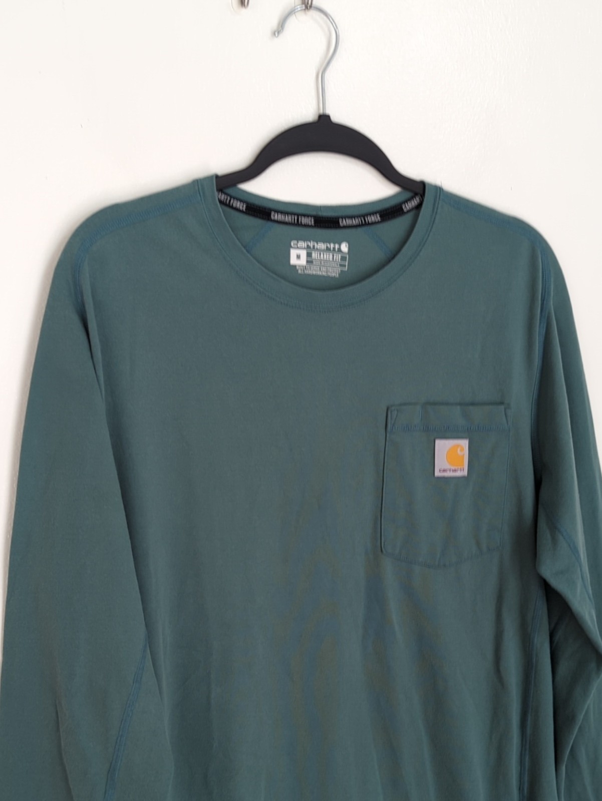 Carhartt Force Relaxed Fit Long Sleeve Pocket T-Shirt Green Size Medium gallery