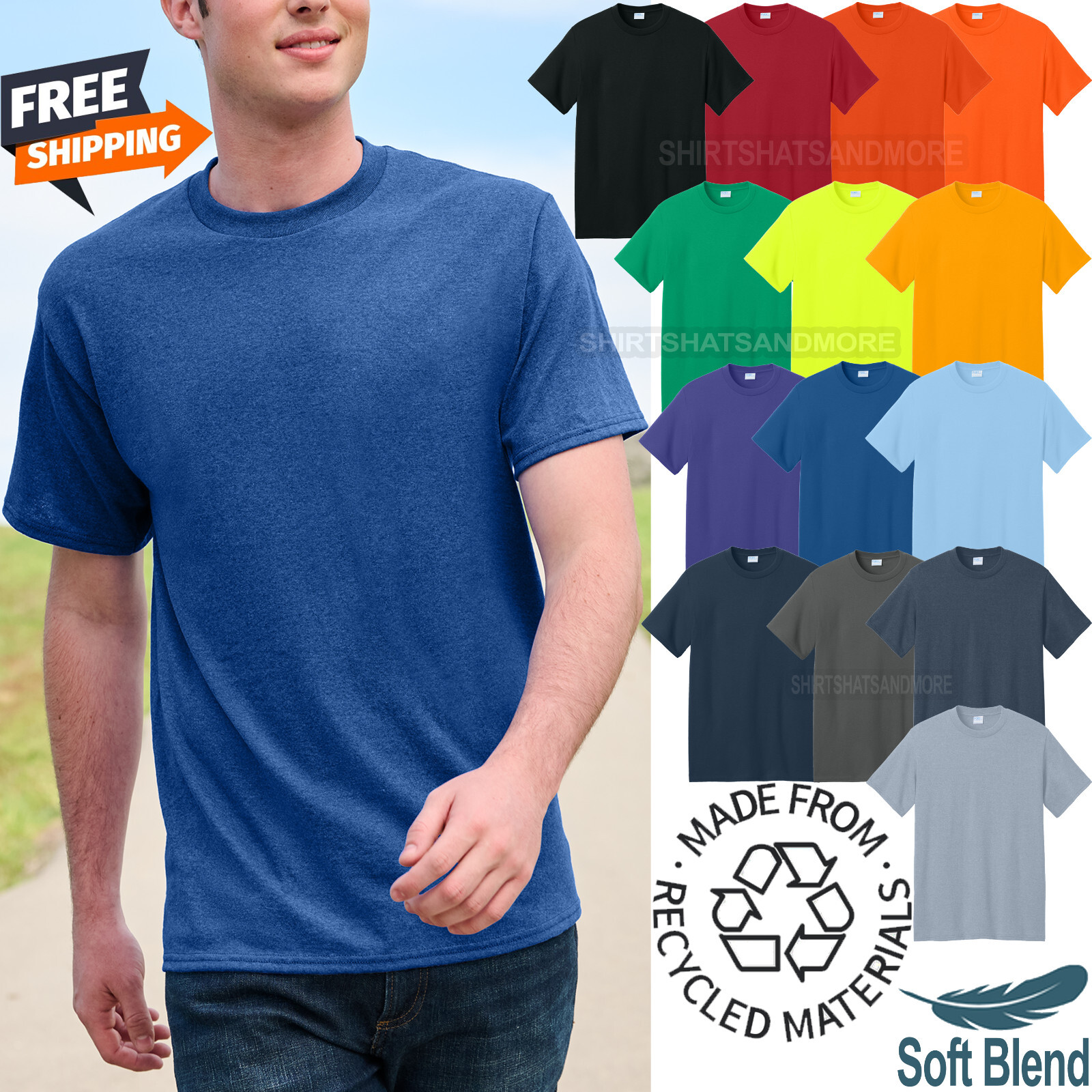 Mens Sustainably Made Tee Blended Soft T-Shirt 50% Poly 50% Cotton Blend S-4XL gallery