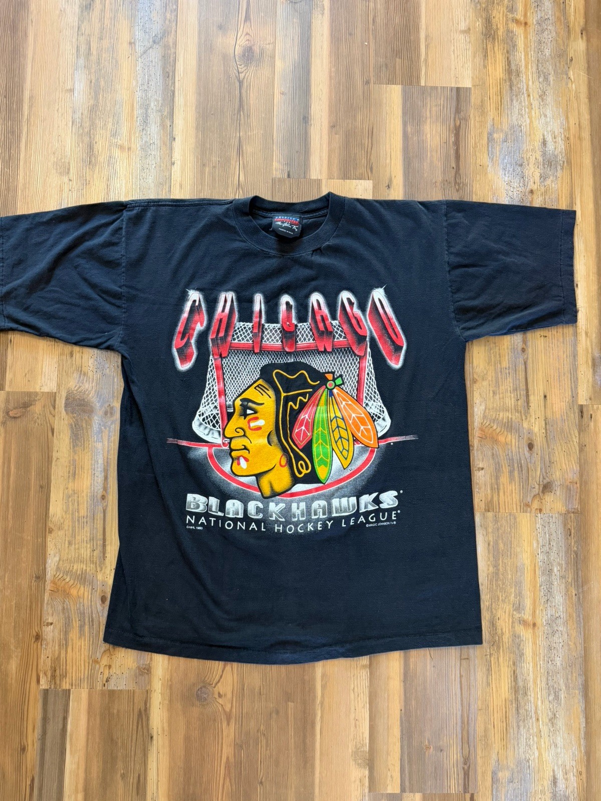 Ritz Men’s Vintage Chicago Blackhawks NHL Graphic Logo Cotton Knit Tee XL gallery