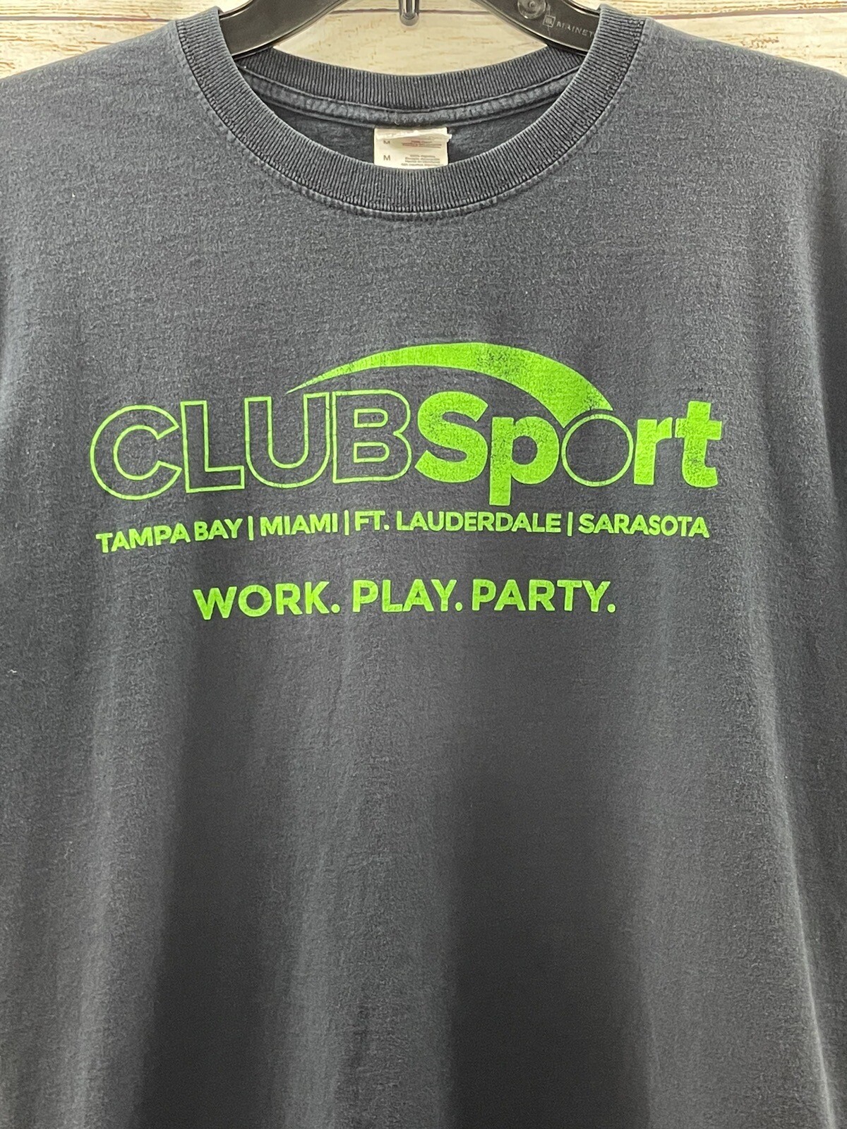 CLUB SPORT Black Cotton MEDIUM T Shirt Work Play Party GUC Sarasota Tampa Miami gallery