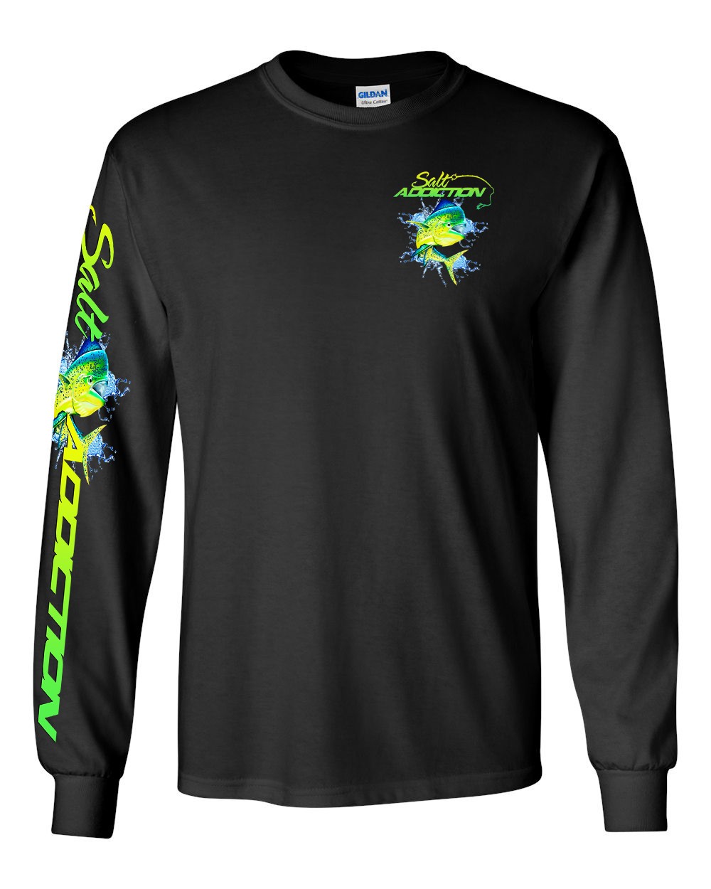 Salt Addiction Saltwater Dolphin Fishing Long Sleeve T Shirt Mahi Mahi Cotton gallery