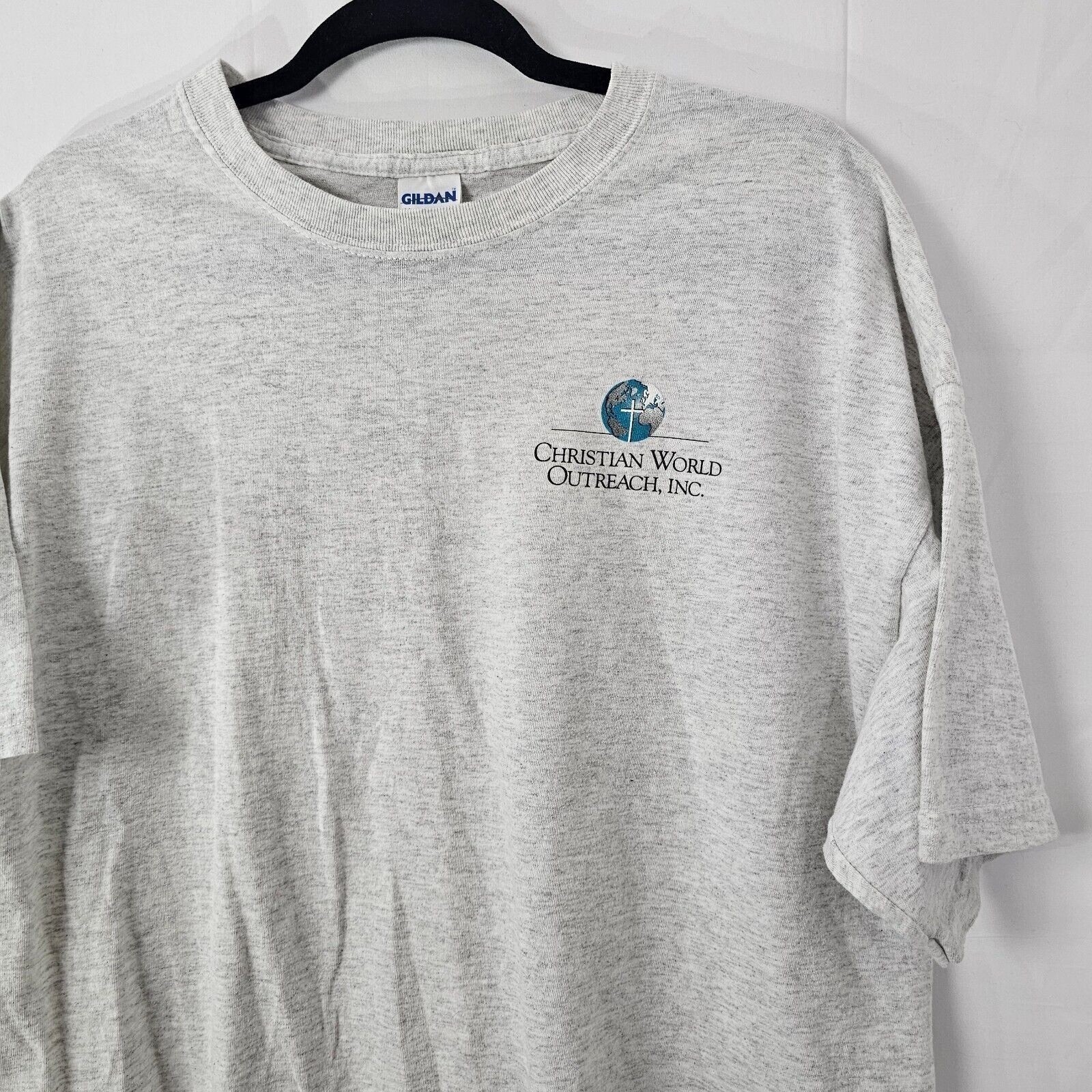 Vintage Gildan T Shirt Mens XL Christian Outreach International Short Sleeve Y2K gallery