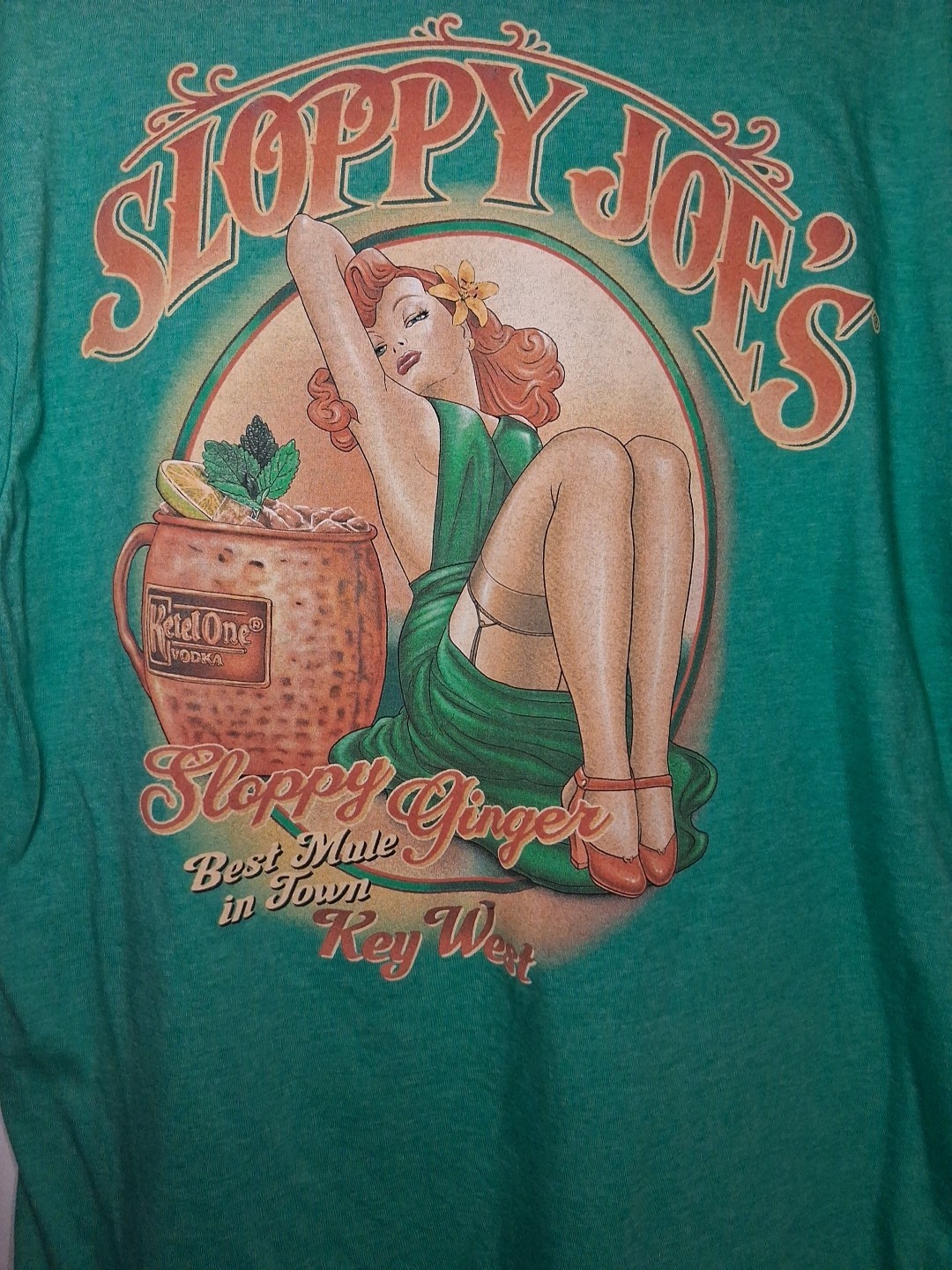 Large Sloppy Joe's Sloppy Ginger Best Mule In Town Key West Green T-Shirt gallery