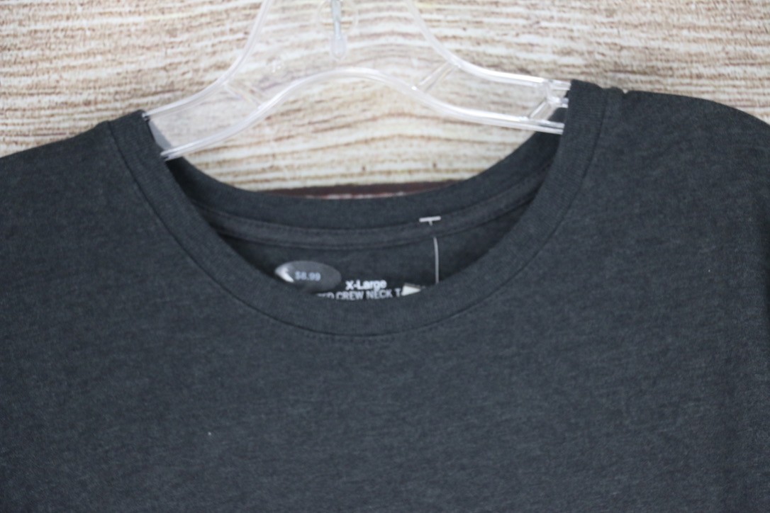 Mens XL Charcoal Gray Fitted Crew Neck T-Shirt Basic Casual Cotton Blend Tee gallery