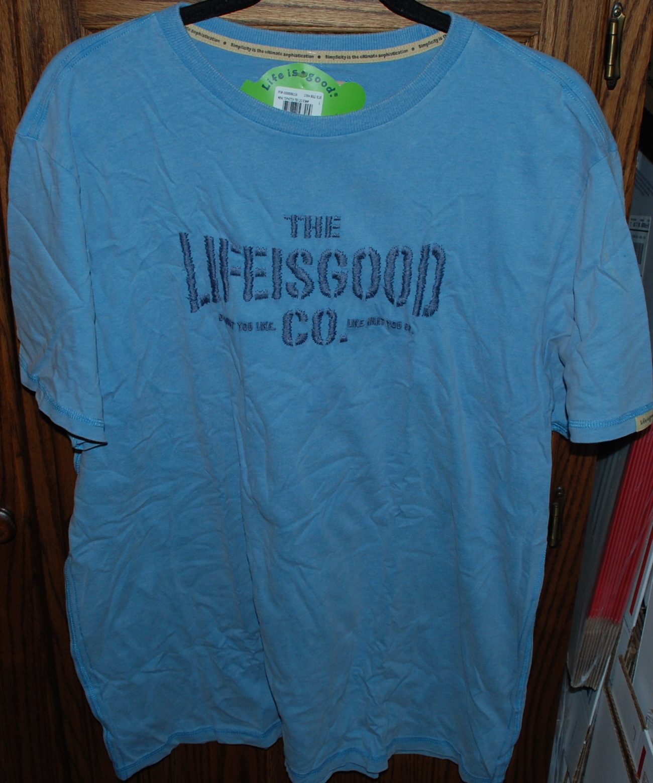 Medium NWT $40 Men's Life is Good Blue Topnotch SS Semi-fitted Tee LIG Stamp M gallery