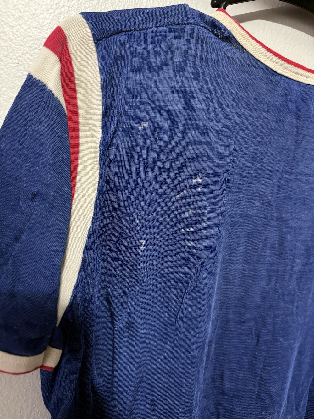 1960s Home Savings Blue Distressed Durene Ringer Jersey T-Shirt Flaws M gallery