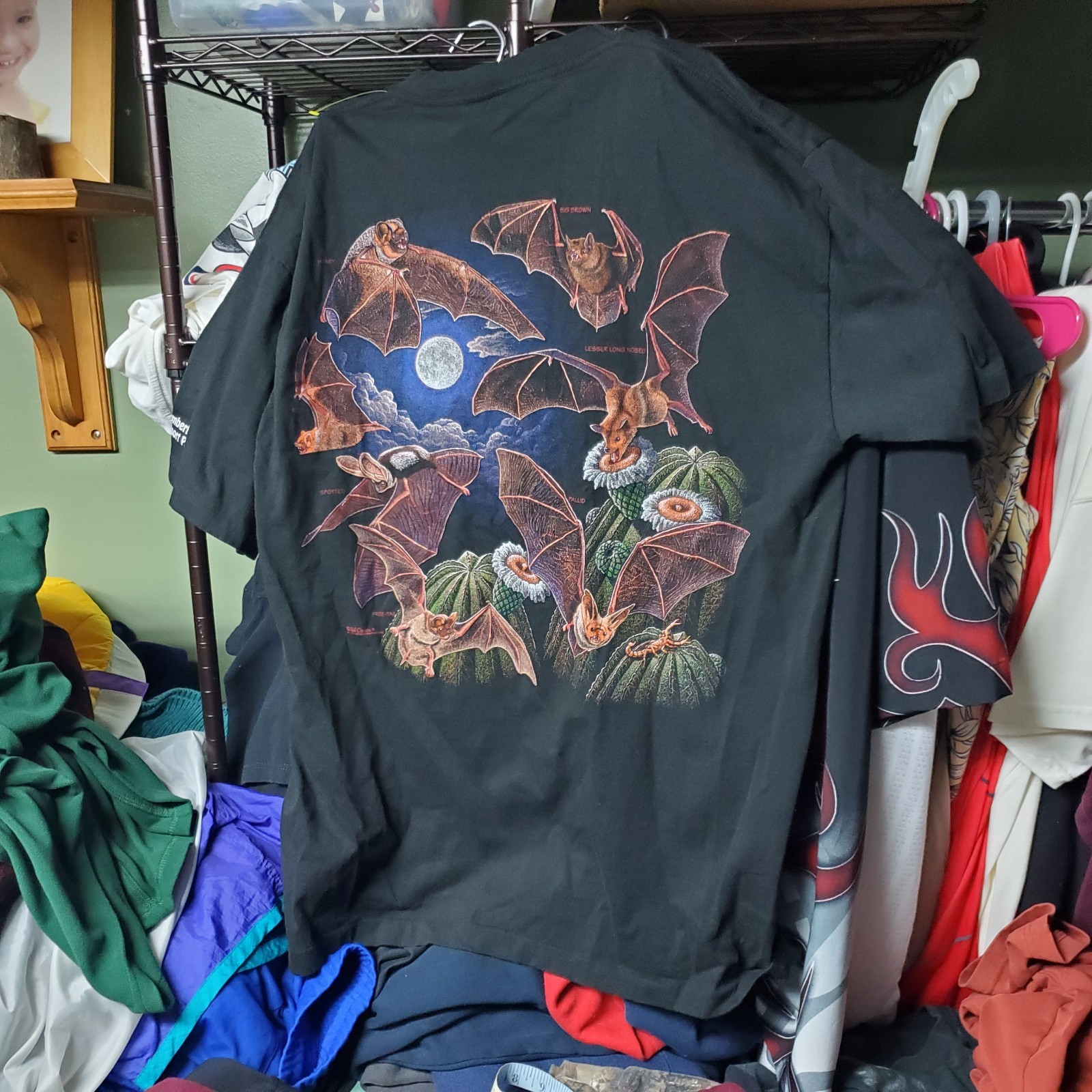 Vintage 90s Single Stitch Wild Cotton Bat Species Double Sided Graphic Shirt XL gallery