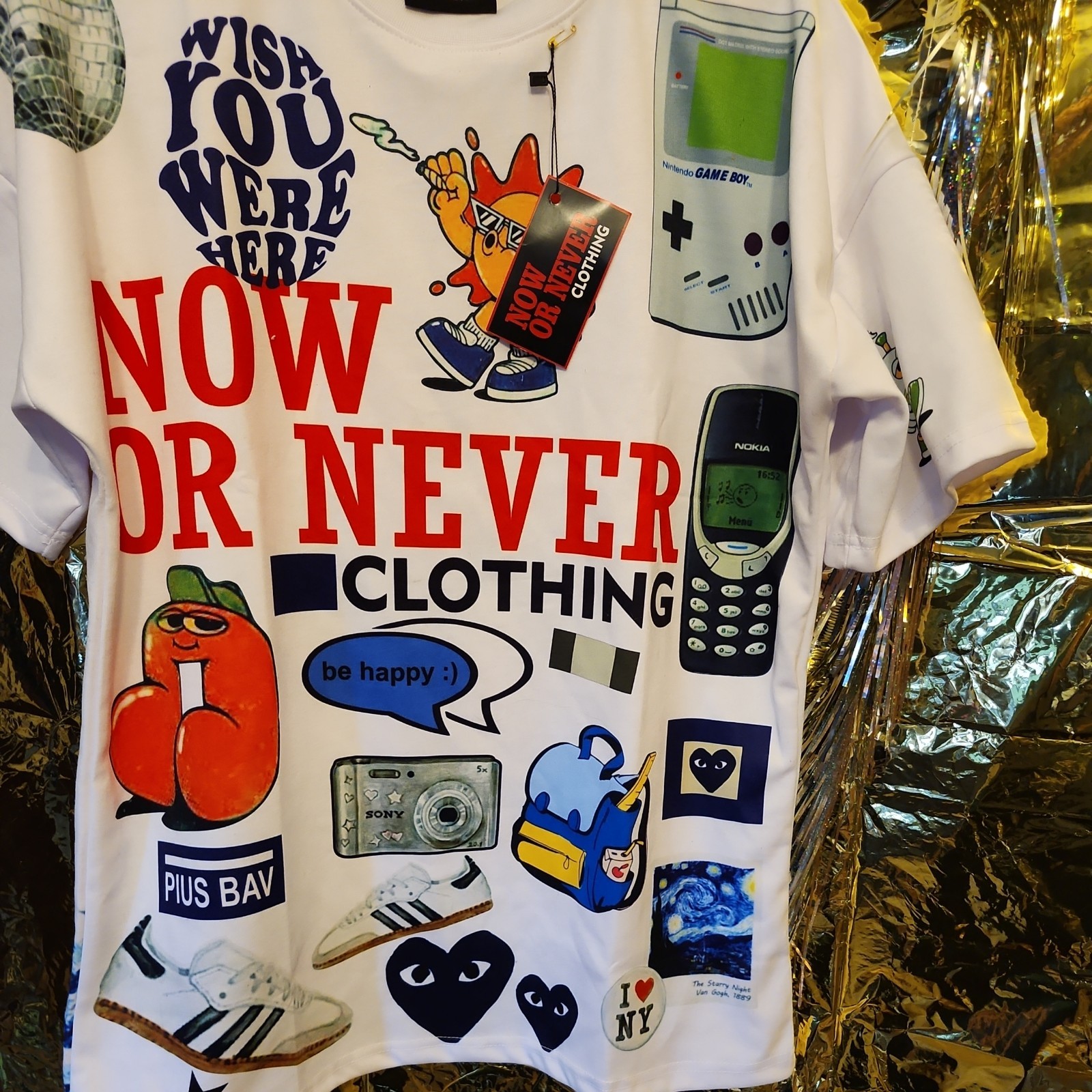 Now Or Never T Shirt Size S. EXTREMELY RARE. SUPER COOL MIX COLOR & PRINT. NEW gallery