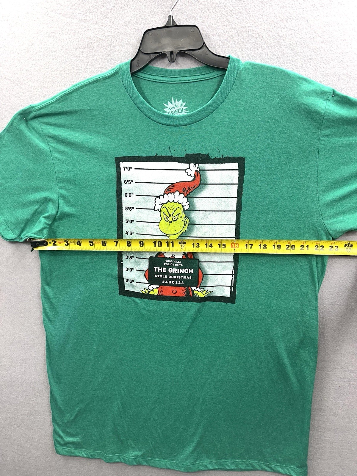 Dr Seuss T-Shirt Men XL Green Grinch Stole Christmas Mugshot Graphic Holiday Tee gallery