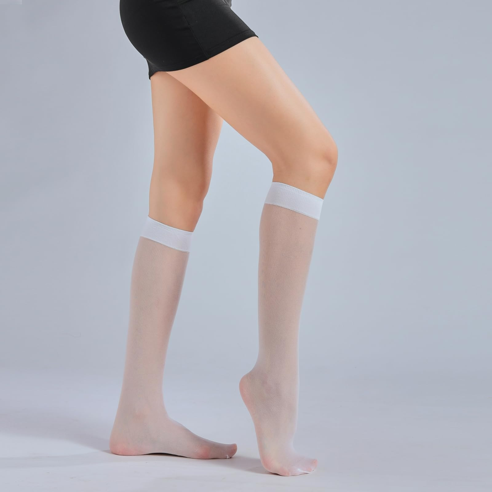 Women’s 3 Packs 20D Sheer Knee High Socks Ultra Stretchable Plus Size Trouser... gallery