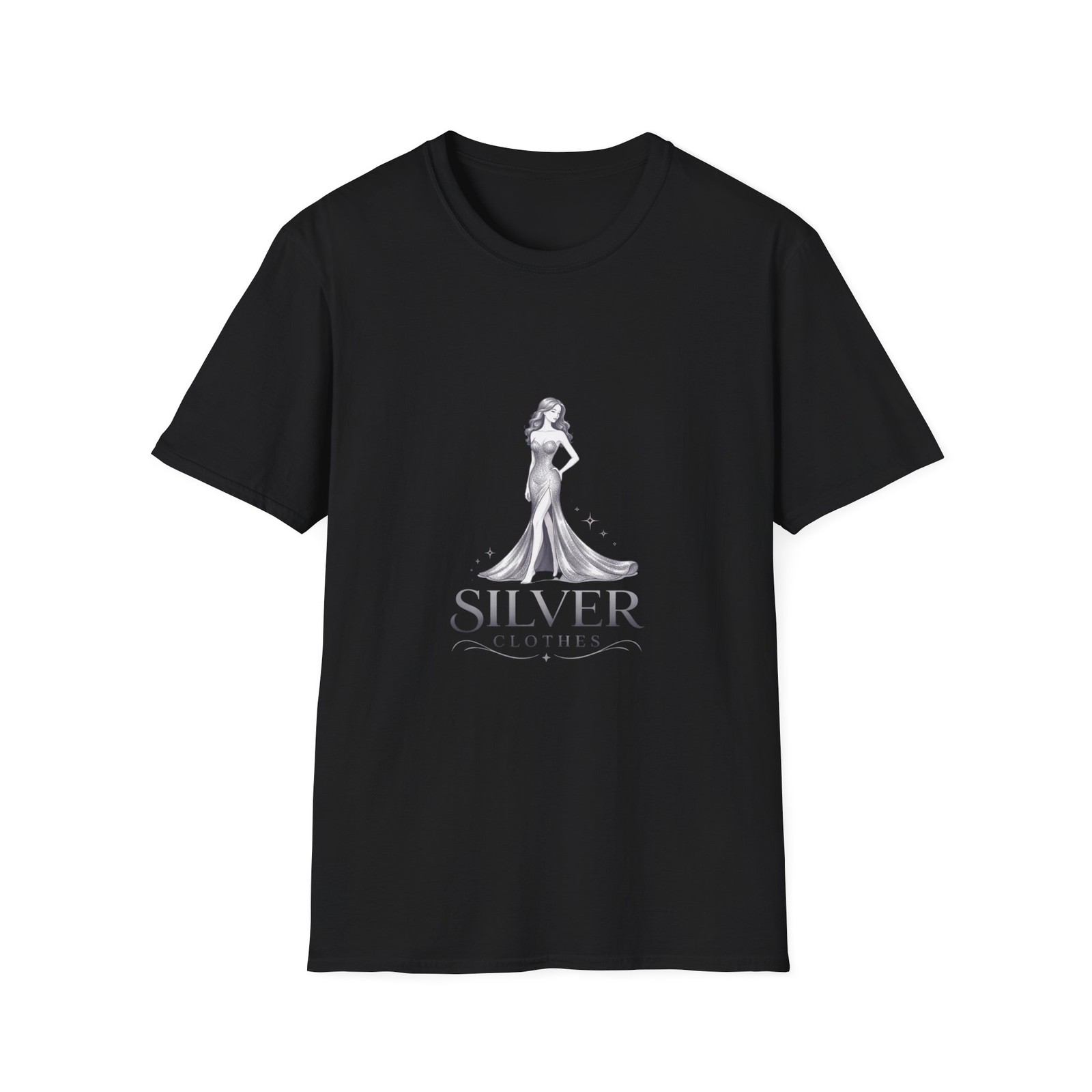 Silver Fashion Logo T-Shirt | Elegant Goddess Illustration gallery