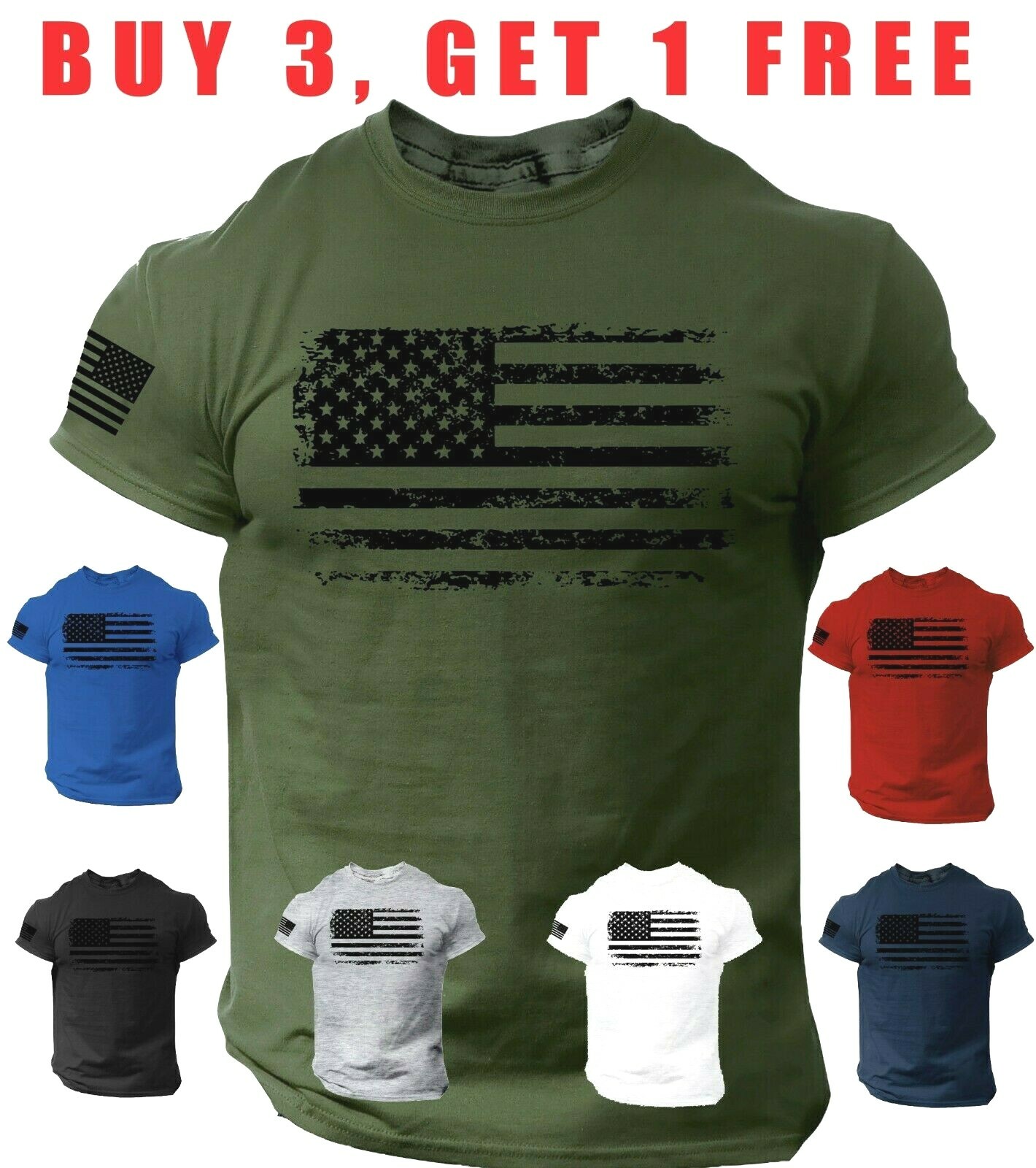 USA Distressed Flag Men T Shirt Patriotic American Tee S - 3XL gallery