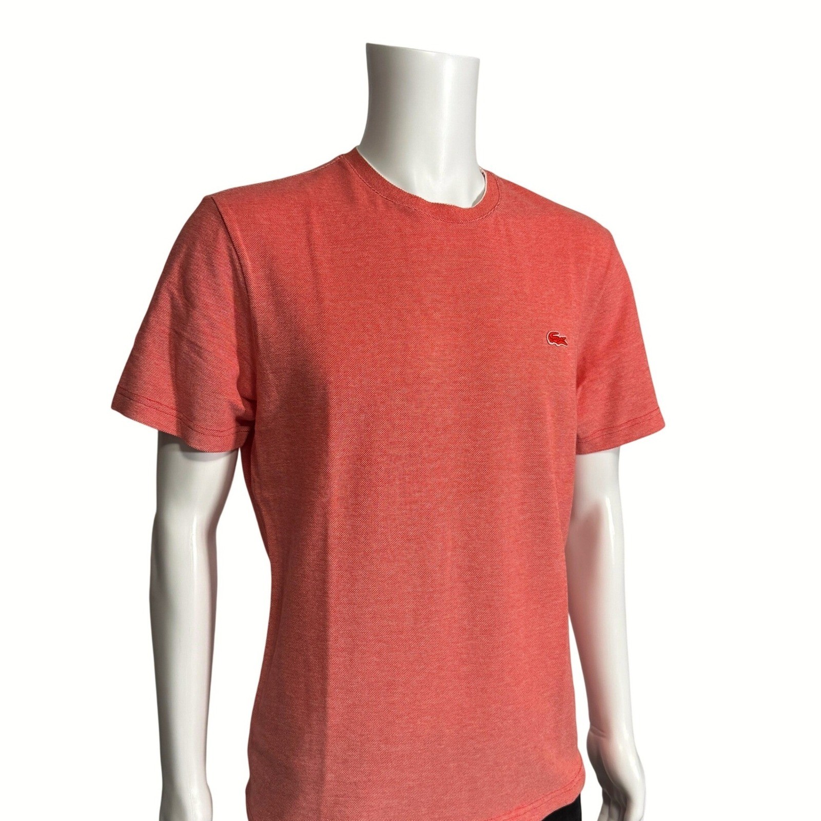 Lacoste Mens Slim Fit Pique T-Shirt Coral Orange Heather FA10437 Size XL FR 6 gallery