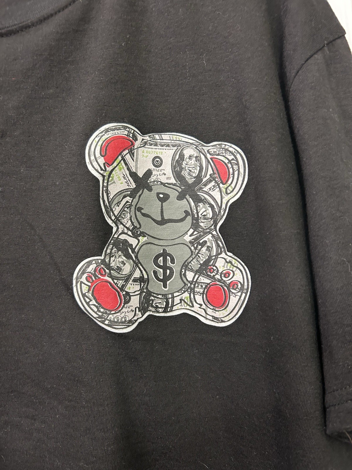 Vibes Boys HUSTLE Money Legend Bear T-shirt Tee Mens Size XL gallery