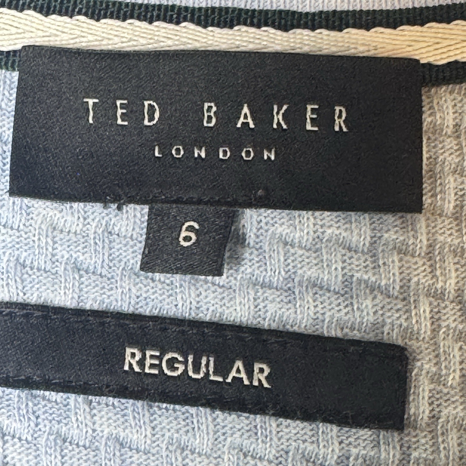 Ted Baker Men's Curly Textured T Shirt Blue Basketweave Pullover Size 6 2XL US gallery