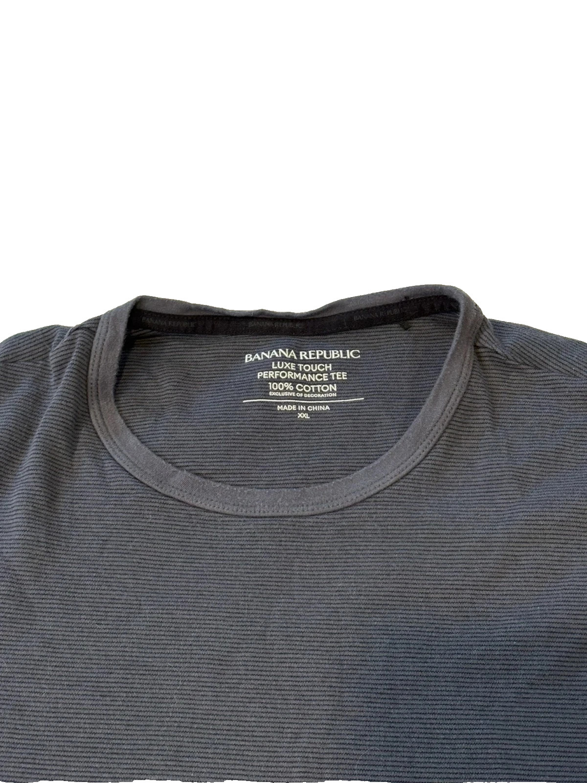 Banana Republic Shirt Mens 2XL Gray Stripe Luxe Touch Performance Tee T-Shirt gallery