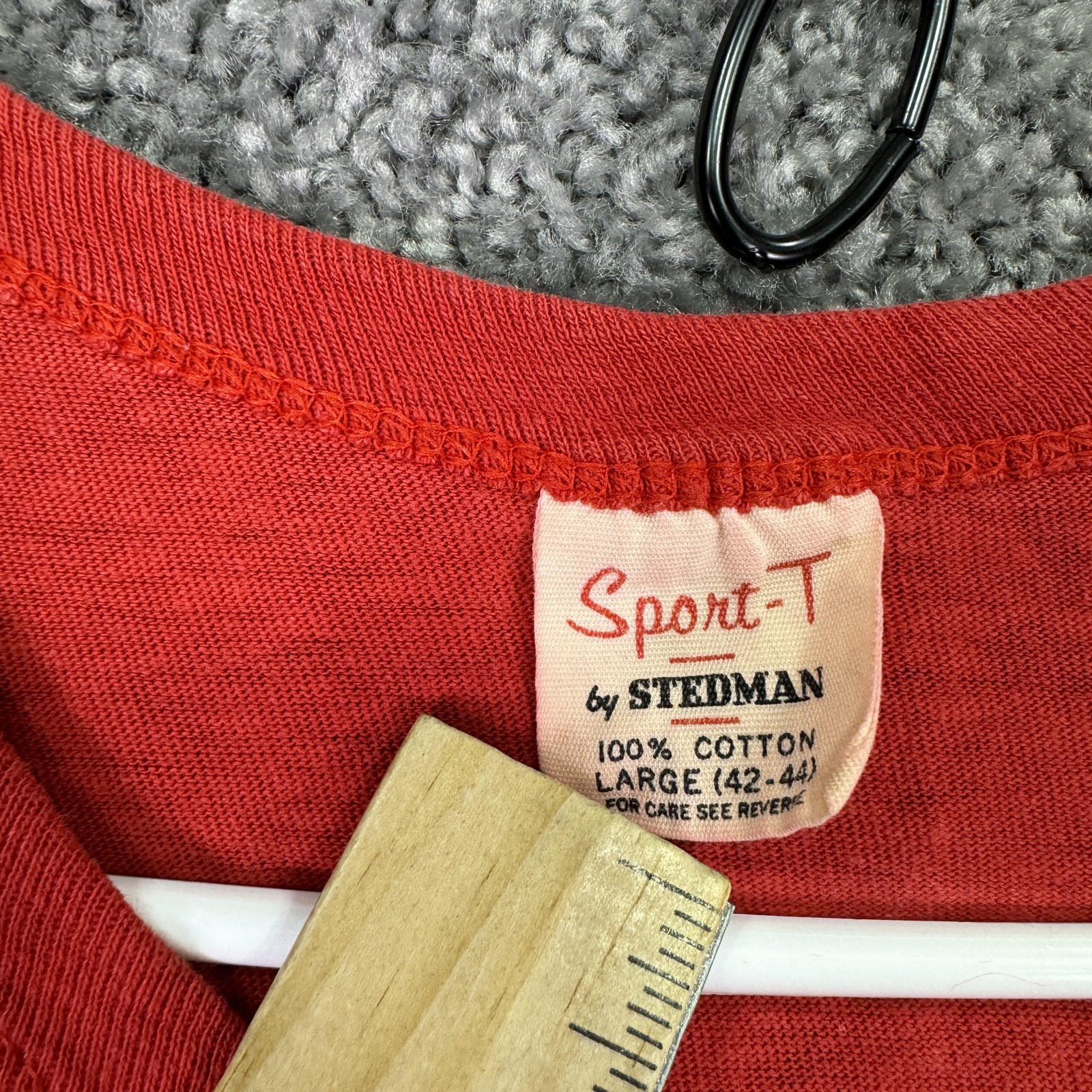 Vintage Stedman Shirt Mens Large Red Blank Distressed Tee USA Casual Workwear gallery