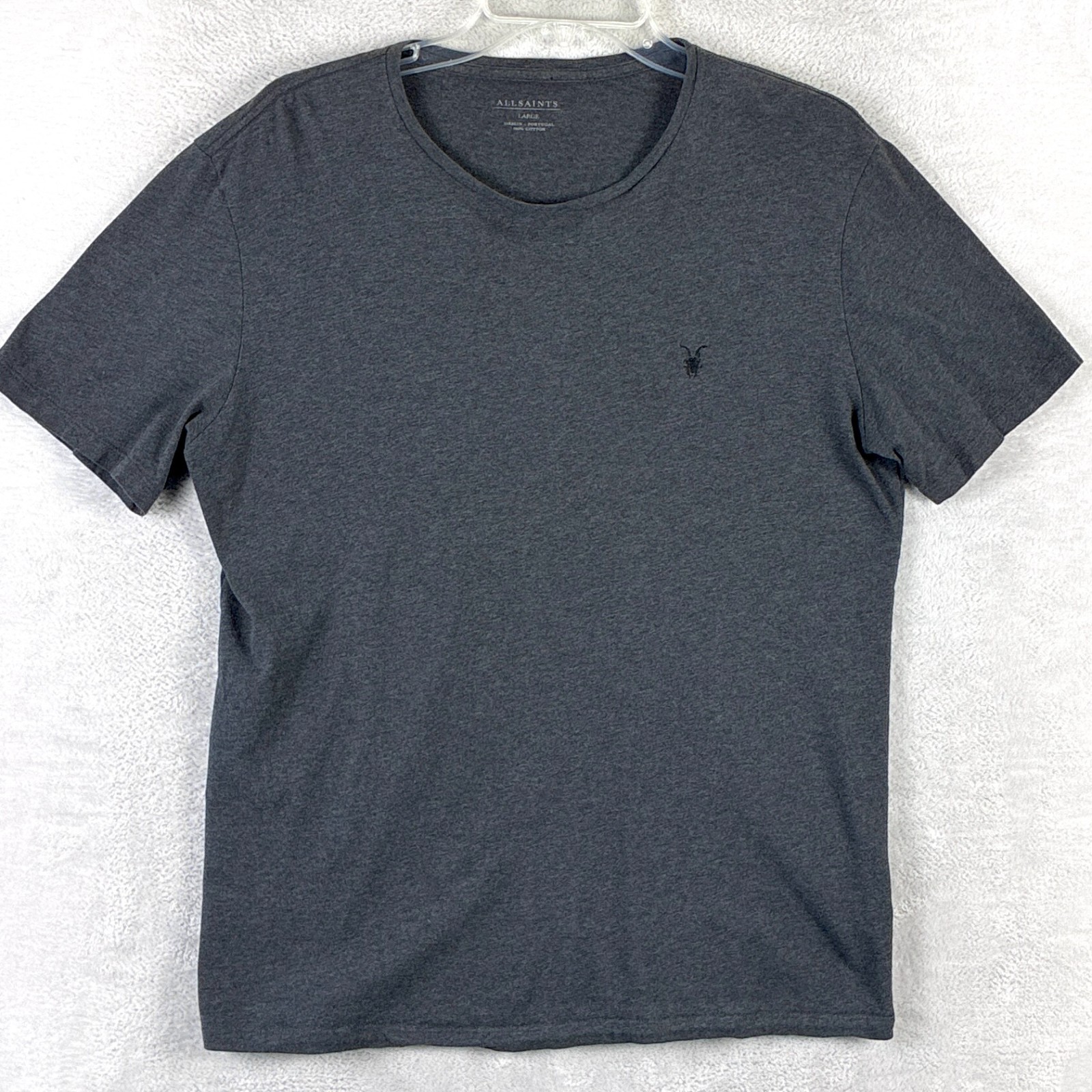 All Saints Tshirt Men L Gray Embroidered Skull Luxury Hipster Punk Streetwear