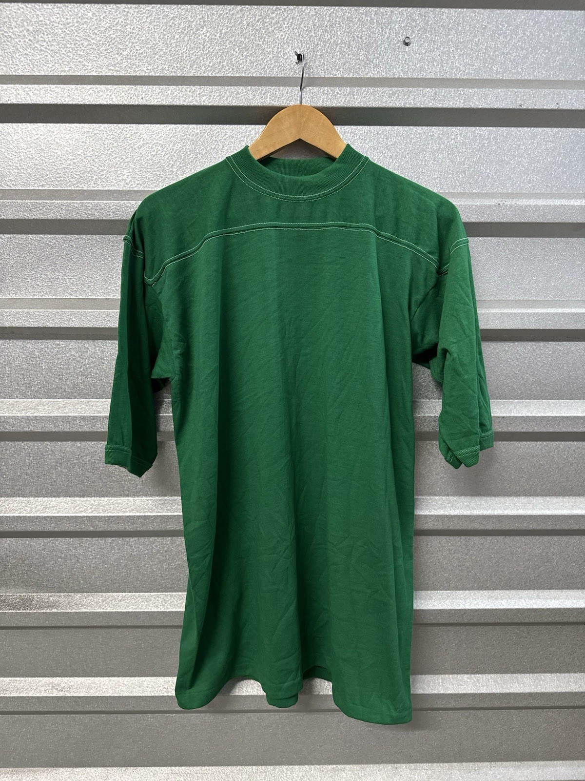 Vintage Sport-T By Stedman Shirt Mens Large Green Contrast Stitch Made USA 50/50