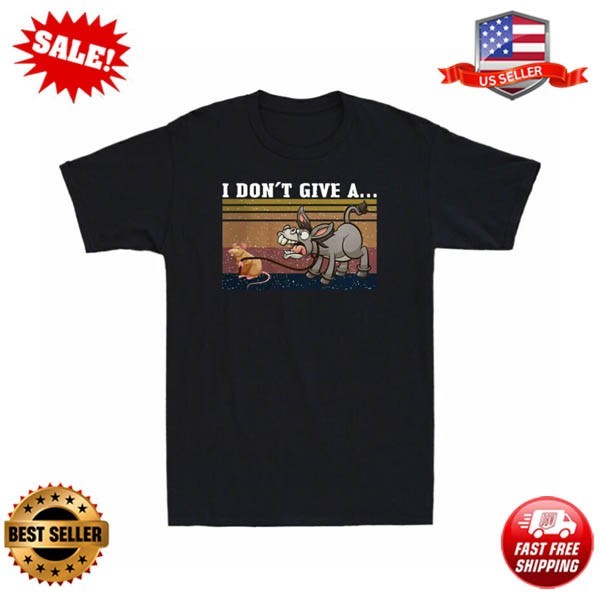 I Don’t Give A Rat’s Ass Mouse Walking Donkey Funny Vintage Men’s Black T-Shirt