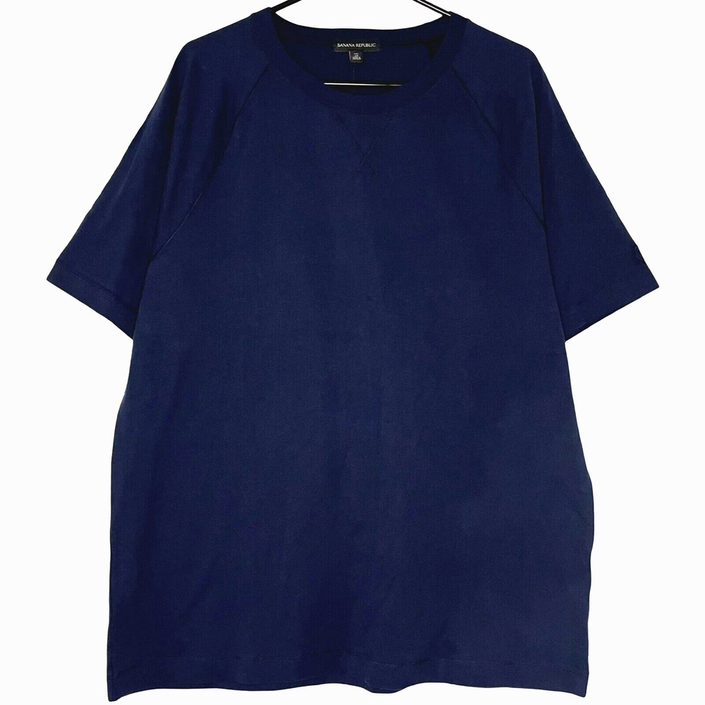 Banana Republic Restore Short Sleeve Crew Tee Men Shirt Medium Tall Blue Cotton