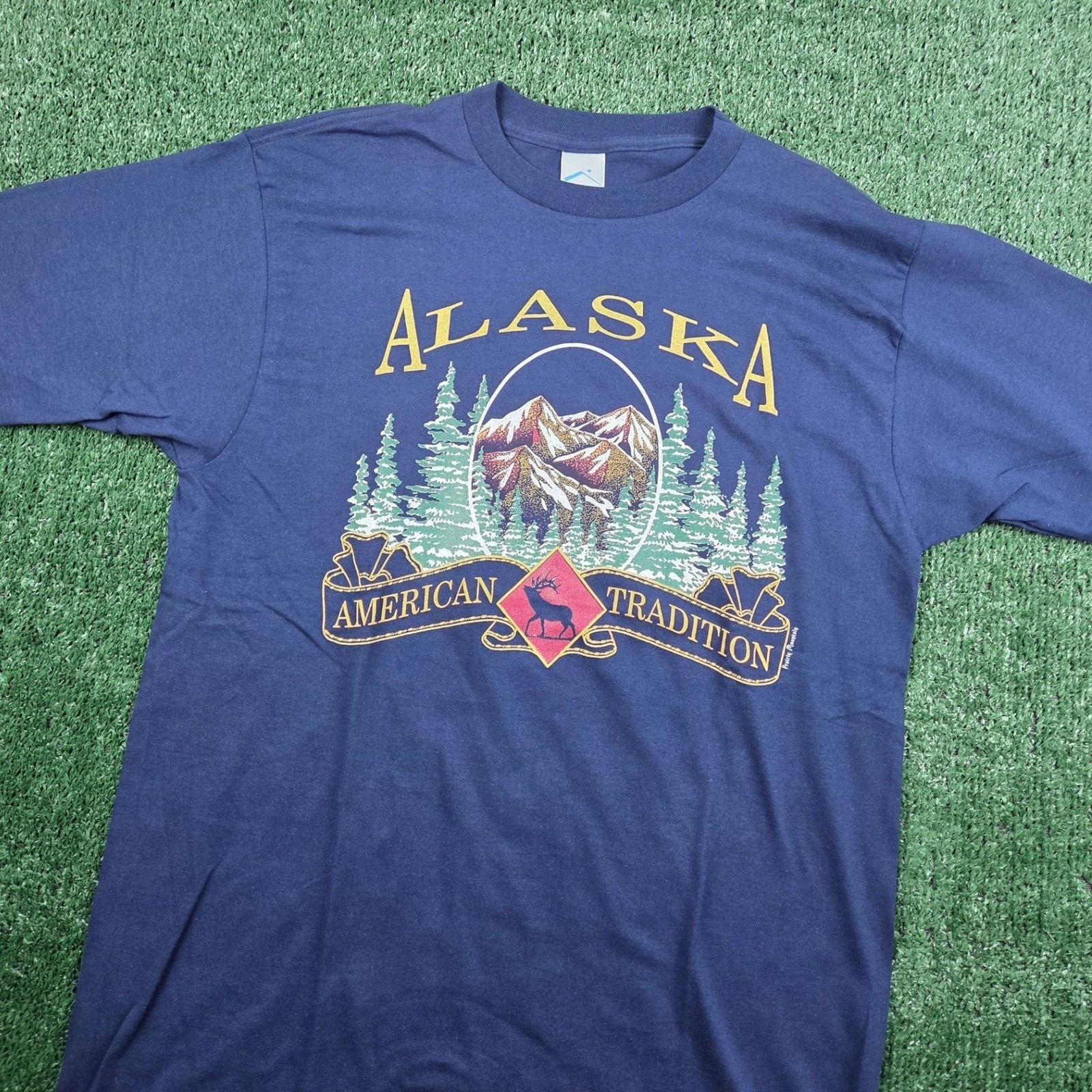Prairie Mountain Alaska American Tradition Navy Blue Single Stitch TShirt Mens L gallery