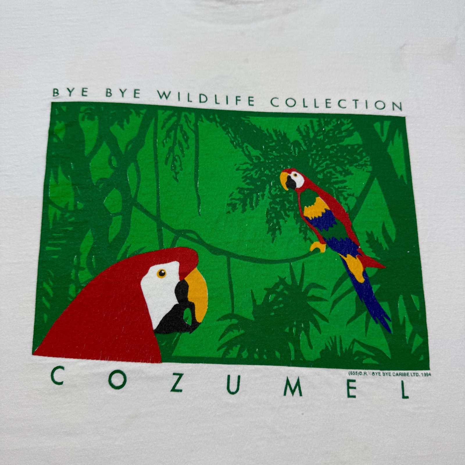 Vintage 90s Bye Bye Cozumel Mexico Wildlife Parrot Animal Graphic T-Shirt Large gallery