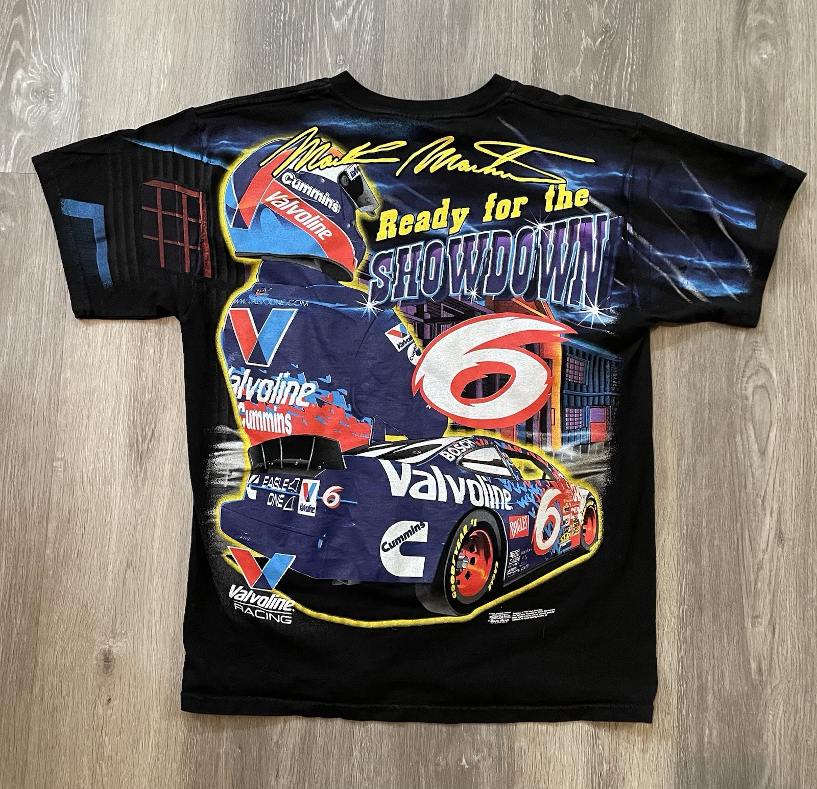 Mark Martin NASCAR - The 6 Shooter - TULTEX Silk Screen T Shirt Size L VTG 1999 gallery