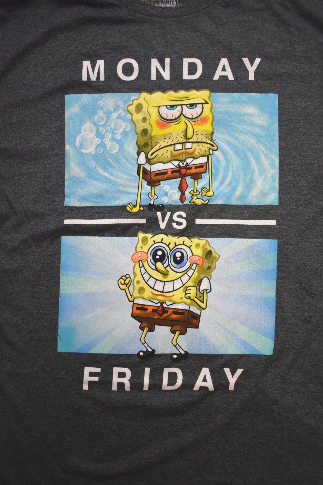 SpongeBob SquarePants Monday vs Friday Mens Funny Meme Shirt New Large gallery