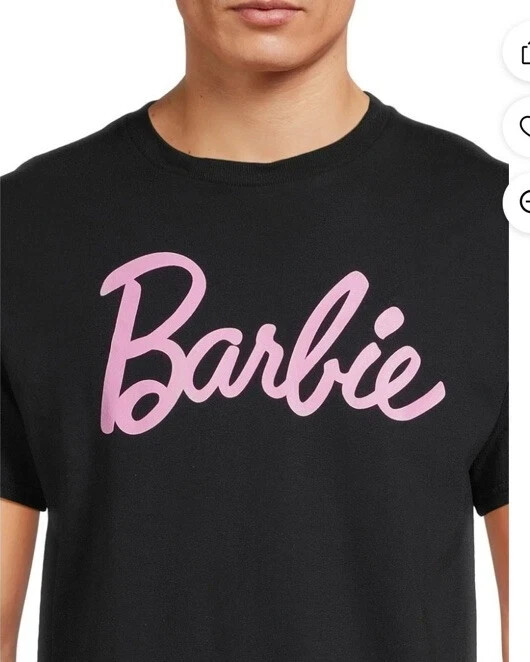 NEW BARBIE Pink Text Spell-Out Men’s Black Short Sleeve T-Shirt Size XL gallery