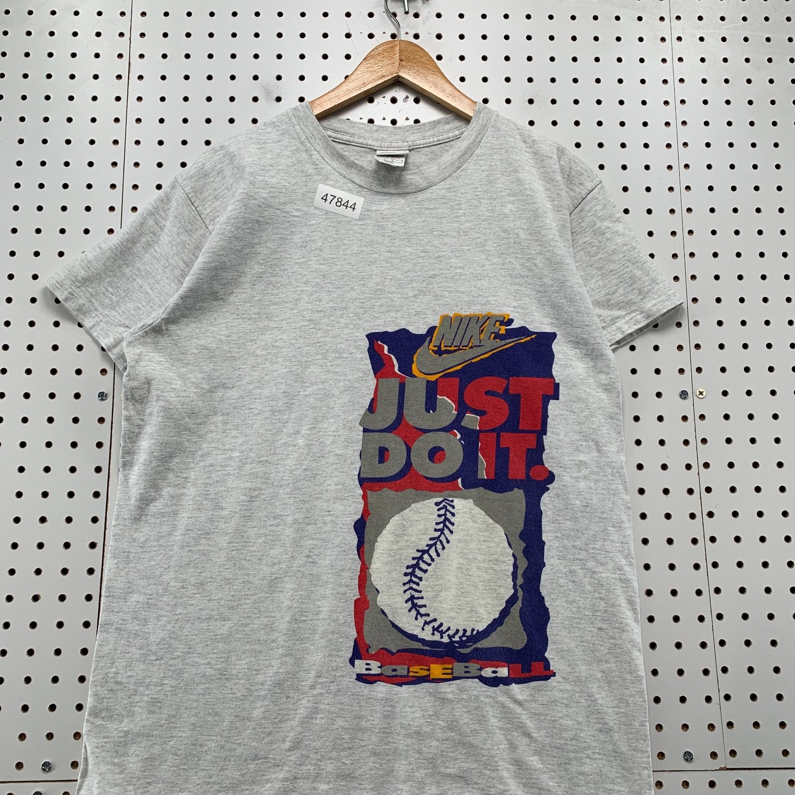 Vintage Nike Baseball T Shirt Mens Large Gray Just Do It Single Stitch USA 90s gallery