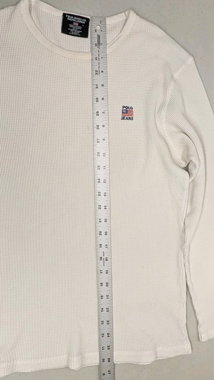Polo Jeans Co Ralph Lauren Shirt Mens Large Waffle Knit Thermal RL Flag Logo gallery