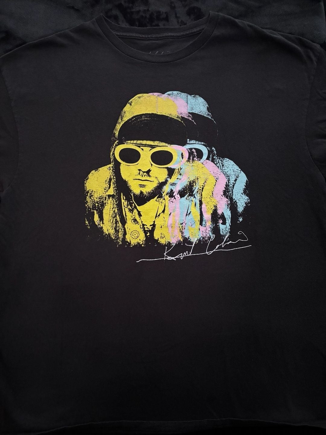 Nirvana Kurt Cobain Graphic Signature Color Block T-Shirt gallery