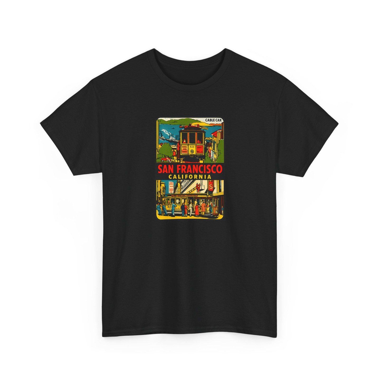 San Francisco Cable Car Vintage Travel Decal Tee California Retro Travel T-Shirt gallery