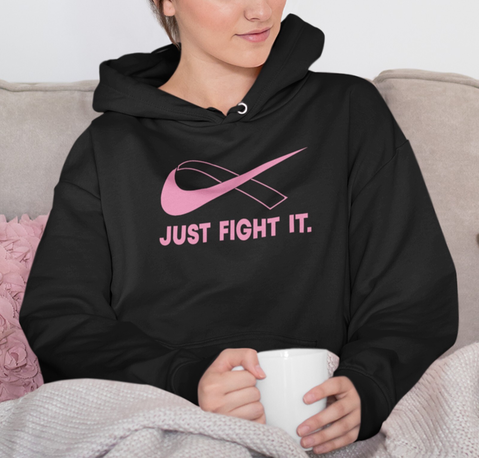 Just Fight It Hoodie PINK Ribbon Shirt Breast Cancer Hoodie Mom Shirt Survivor gallery