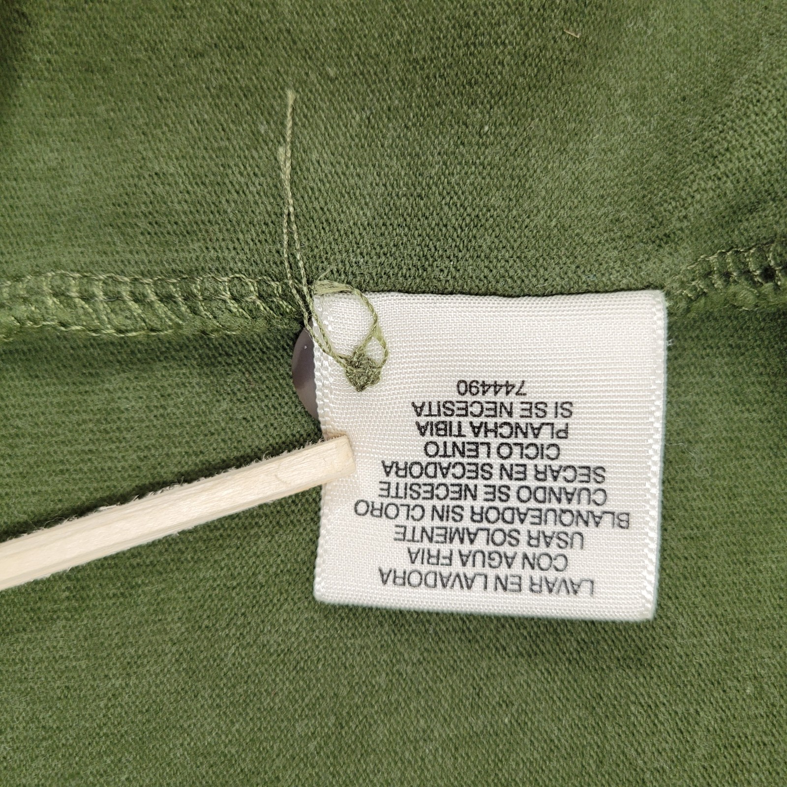 St Johns Bay Mens SZ L 46" LS Henley Sueded Jersey Forest Green Ribbed Cuffs gallery