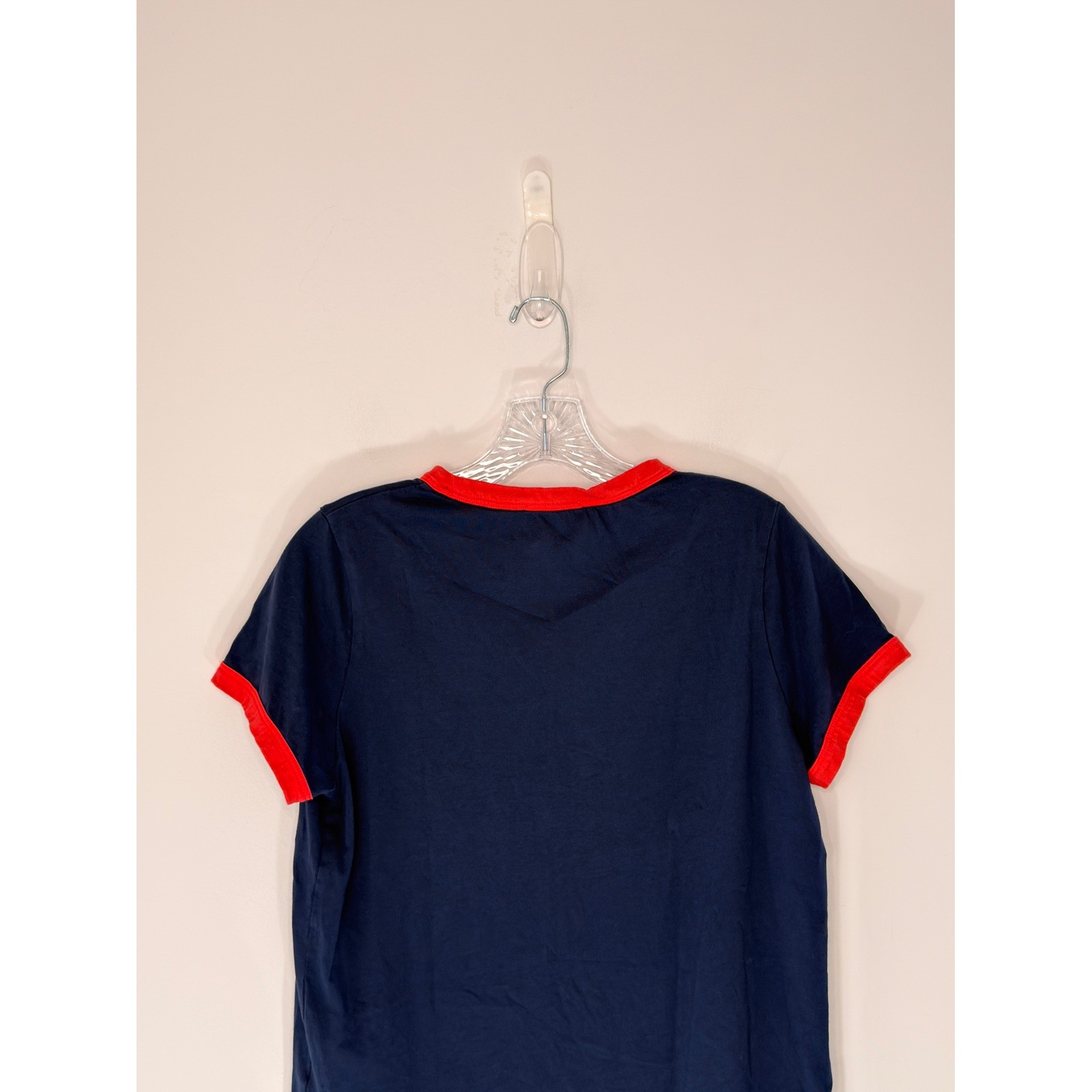 Evereve Ever Ringer Tee Shirt Navy Red Short Sleeve Casual Classic Medium gallery