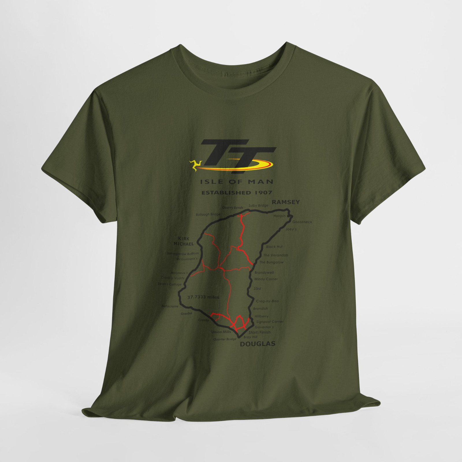 New Isle of Man TT Racing Track Map Island Logo Black/Navy/G Men's T-Shirt S-5XL gallery