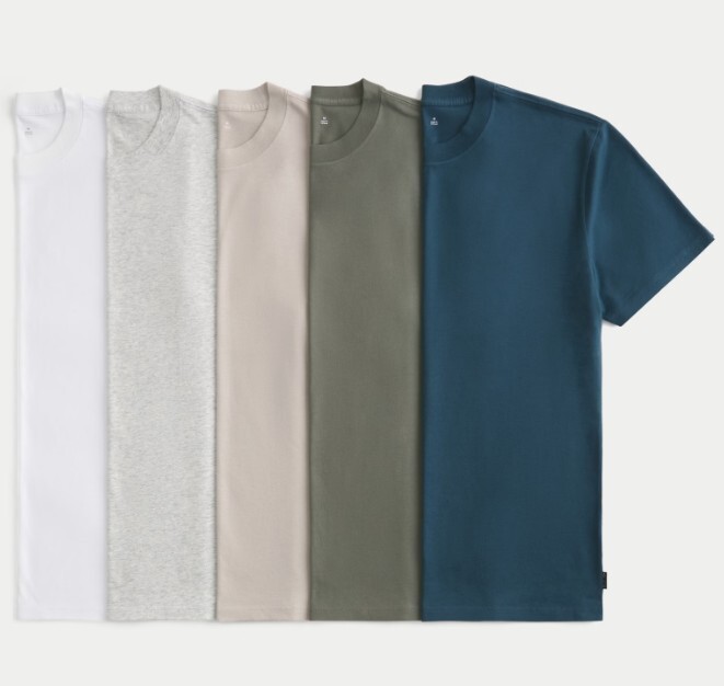 Hollister ICON Relaxed CREW-Neck T-SHIRT 5-PACK Short 5 pack Size L,M, S #G0-2 gallery
