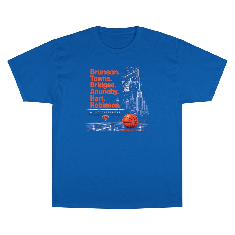 Brunson Towns Bridges Anunoby Hart Robinson Built Different Knicks Champion Tee