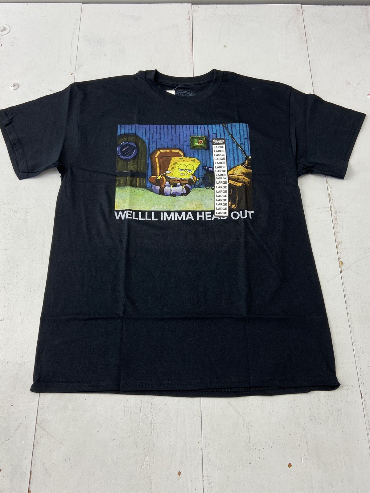 Spongebob Square Pants Black Short Sleeve T-Shirt Adult Size L NEW Spencer’s gallery