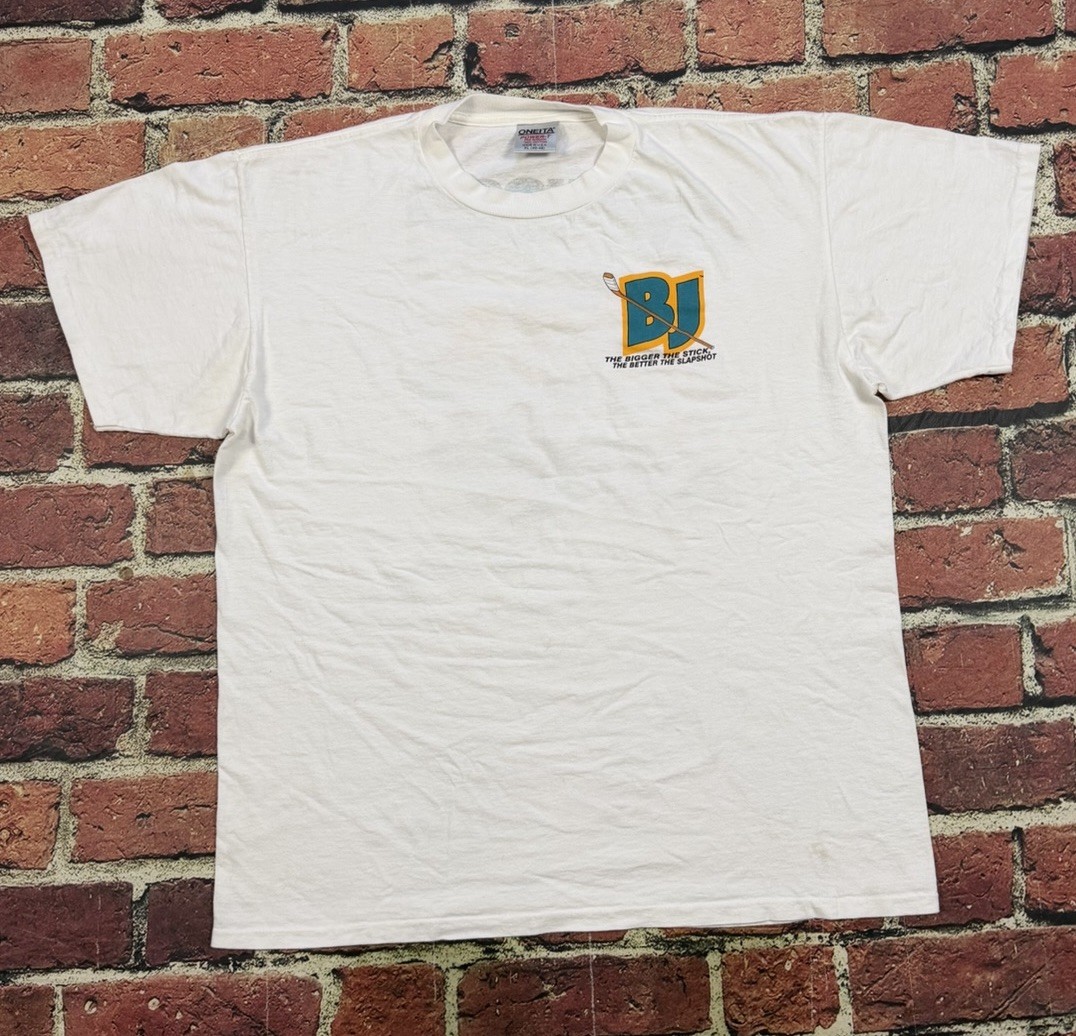 Vintage Big Johnson Hockey Sticks Box T Shirt Single Stitch Funny 90s XL 1993 gallery
