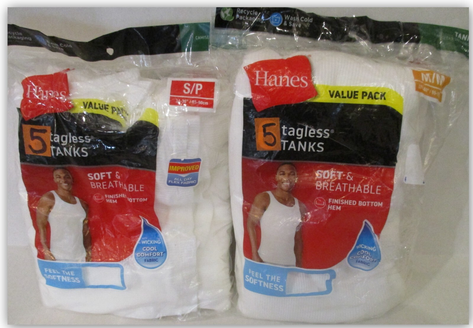 Hanes Cool Comfort white TANKS undershirts soft breathable wicking finished hem gallery