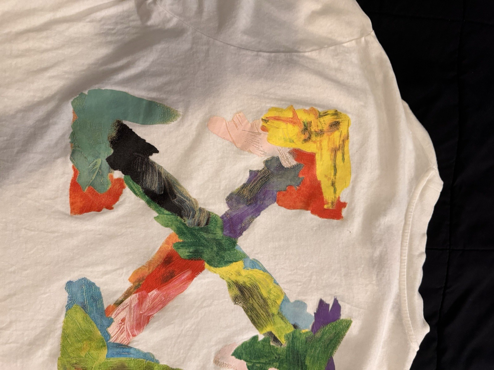 Off-White Men's White Graphic Print Crew Neck Short Sleeve Logo Tee L gallery