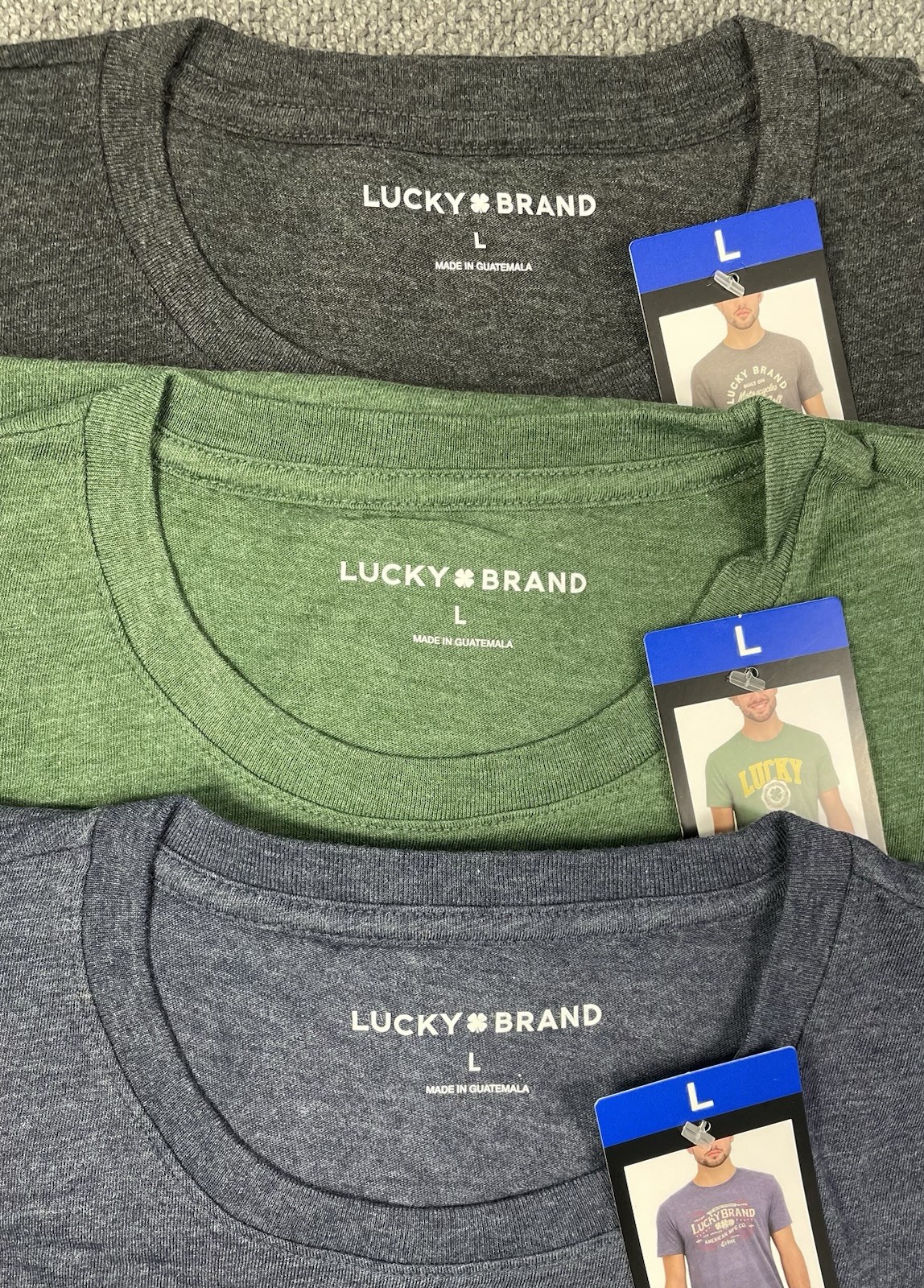 Lucky Brand Men's LARGE Or XL Lot of 3 Graphic Tees in 3 Colors NWT gallery
