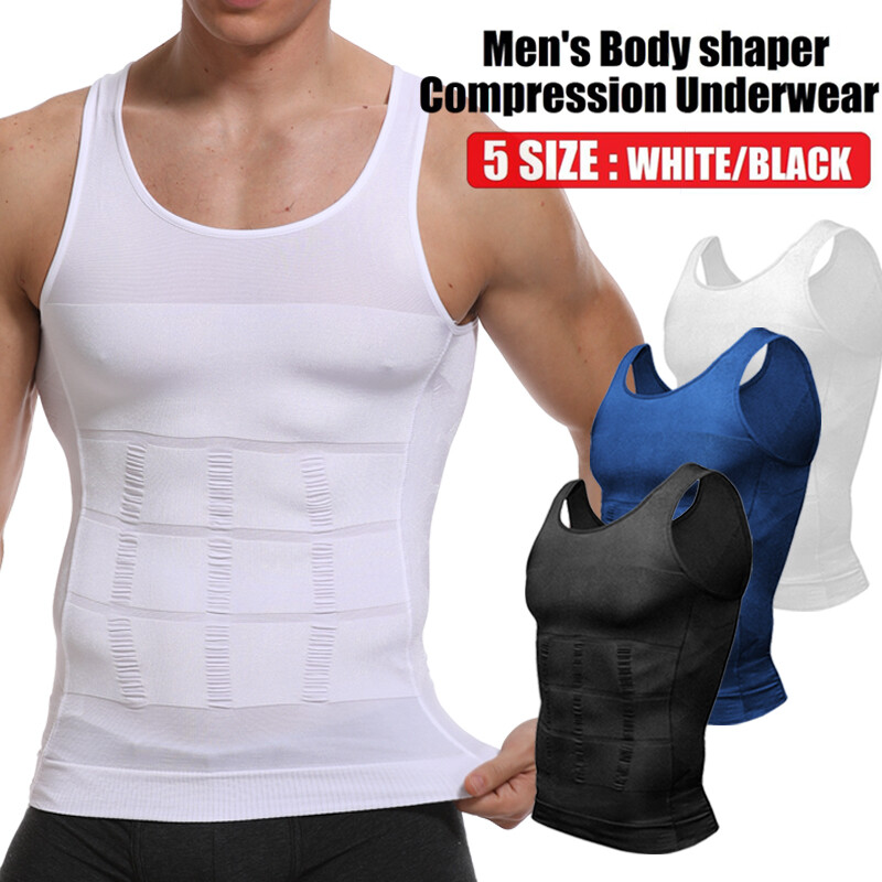 Mens Compression Shirts Slimming Body Shaper Vest Tight Tank Top Tummy Control gallery